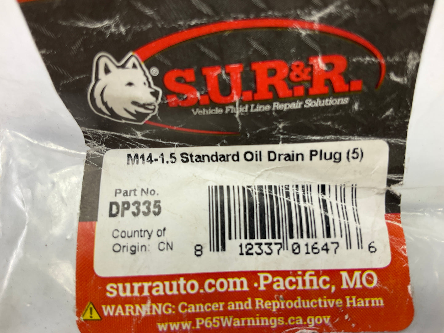 (5) SUR-R DP335 Oil Drain Plug M14-1.5 Standard Oil Drain Plugs