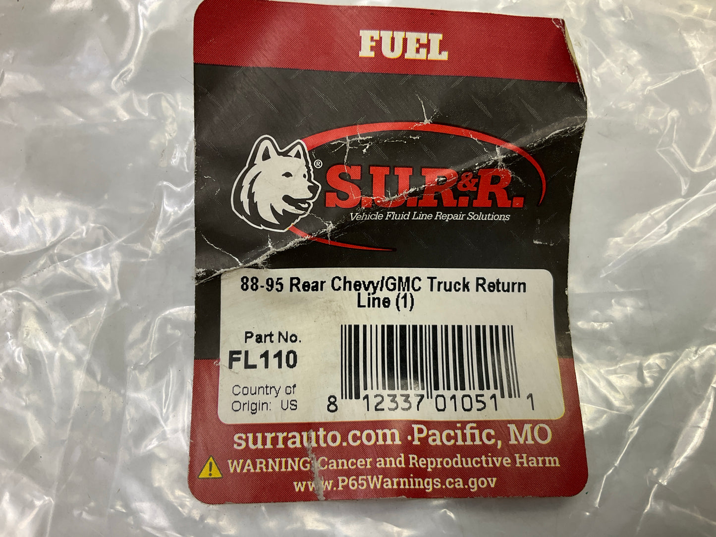 SUR & R FL110 1988-1995 Rear Chevy/GMC Truck Return Line Repair Kit, 5/16''
