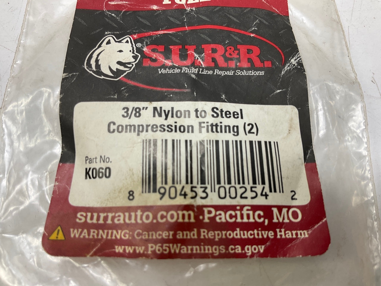 SUR-R K060 Fuel Line Repair 3/8'' Nylon To Steel Compression Fittings, 2 Pack