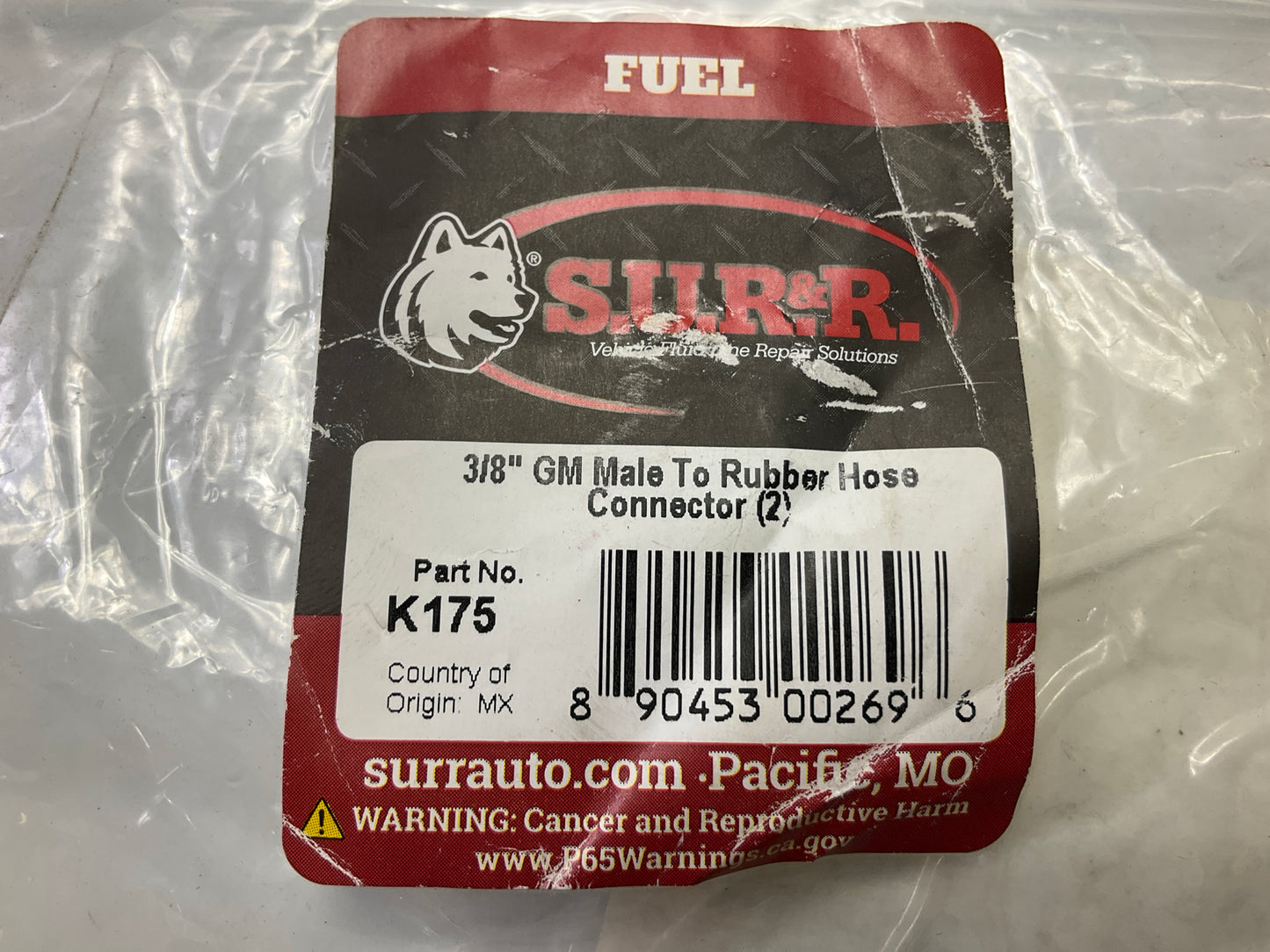 SUR&R K175 3/8'' Male To Rubber Hose Connector For GM Plastic Fuel Line