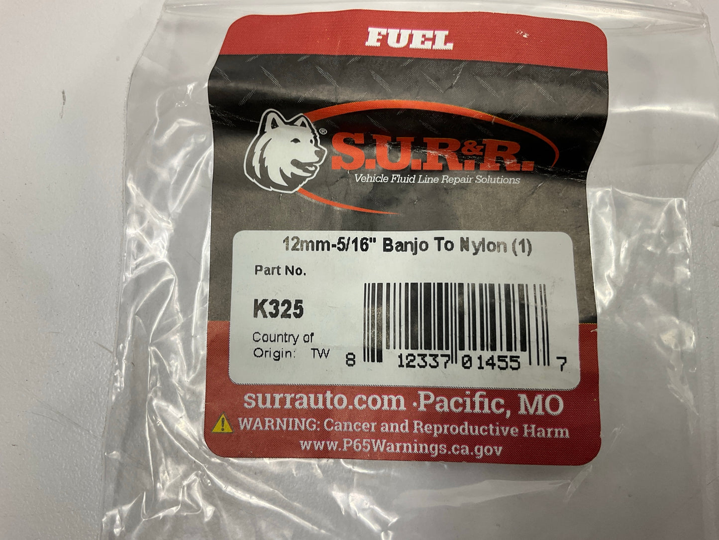 Sur&R K325 12mm 5/16'' Banjo To Nylon Fitting