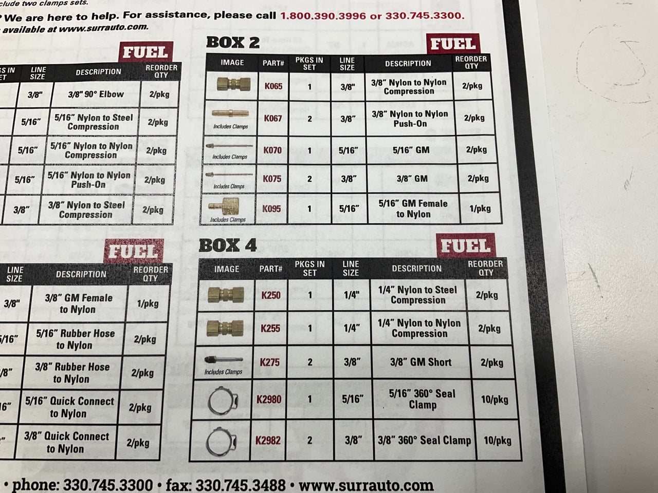 SUR-R POG1 Fuel A/C, Tubing Tube Fittings Repair Kit, Inventory Assortment Pack