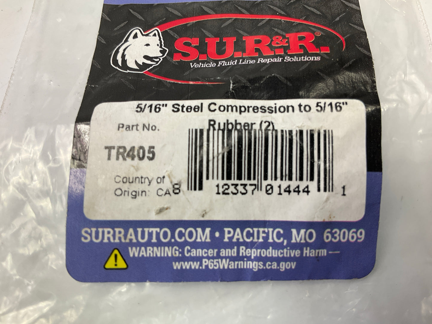 (2) Sur&R TR405 Line Adapter Fittings 5/16'' Steel Compression To 5/16'' Rubber