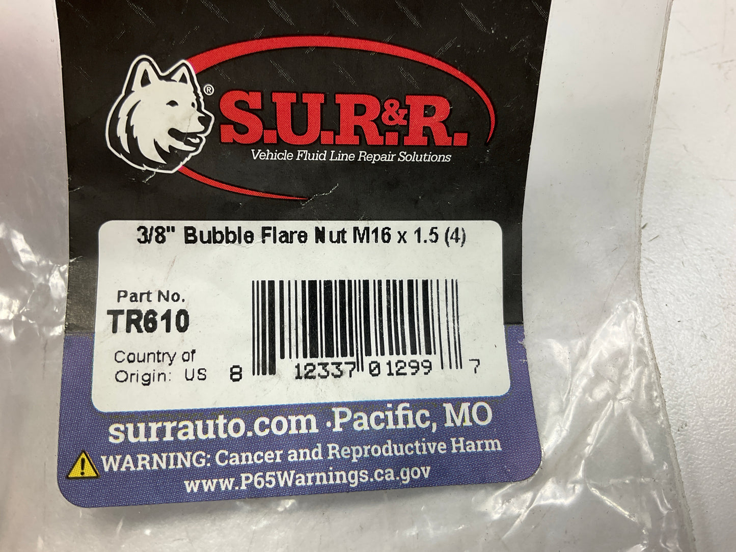 (4) Sur&R TR610 3/8'' Bubble Flare Nut Fittings M16 X 1.5