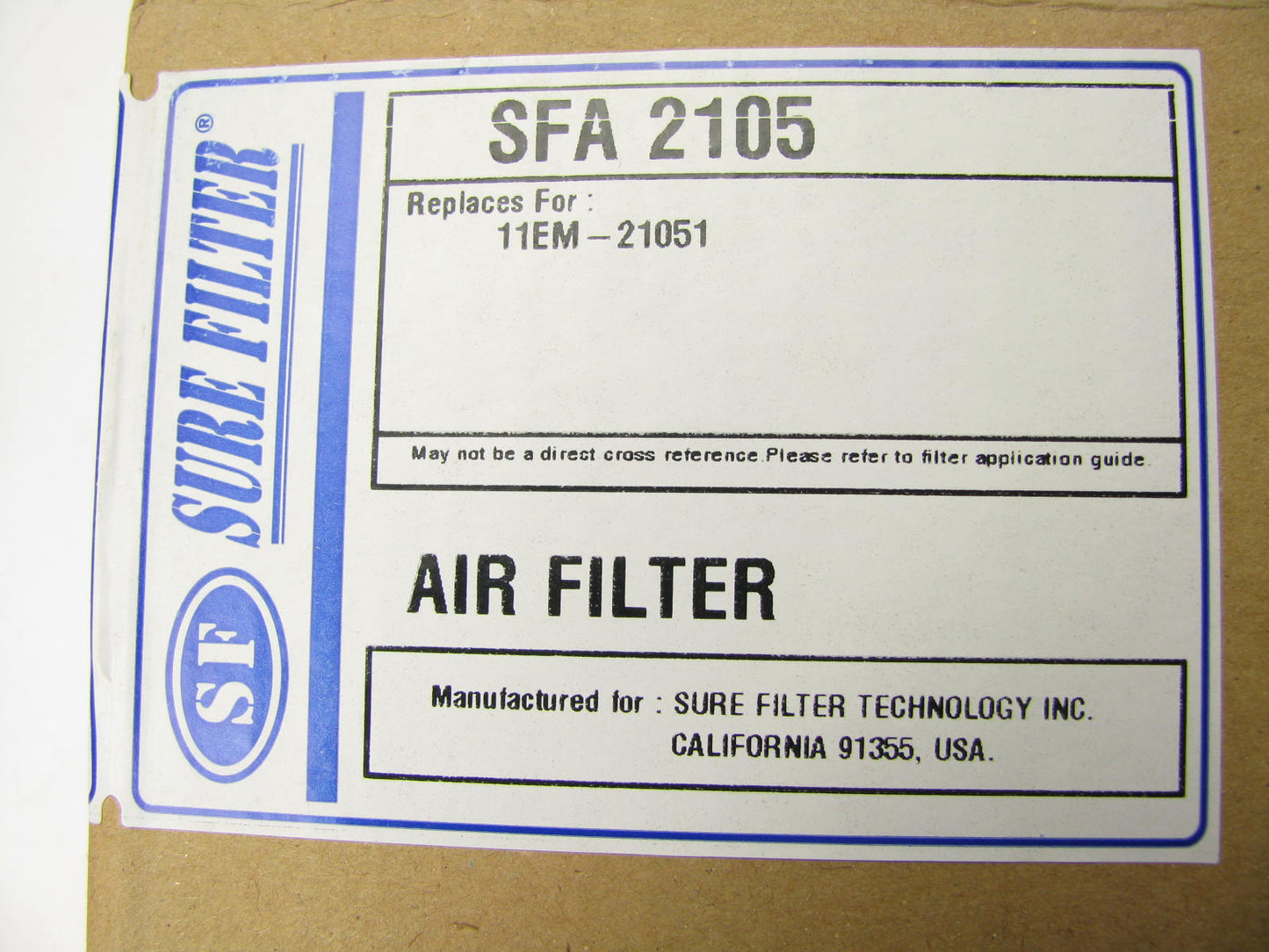 Sure Filter SFA2105 Air Filter Replaces 49032, 11EM21051, PA4983