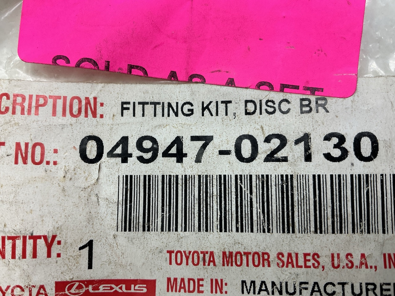 NEW OEM Toyota 04947-02130 Front Brake Hardware Clips