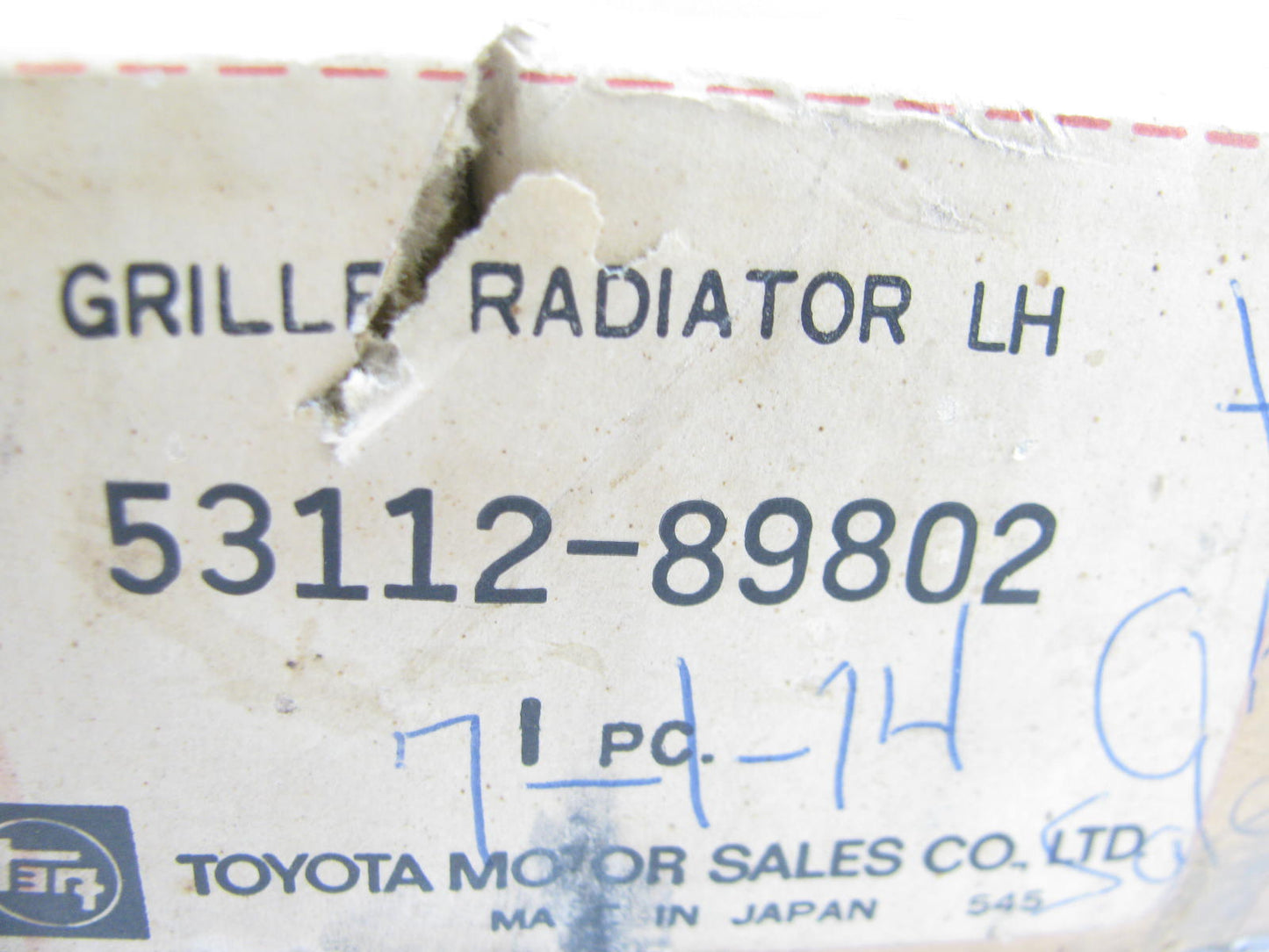 Vintage Toyota LH Front Grille 53112-89802 For Unknown Toyota