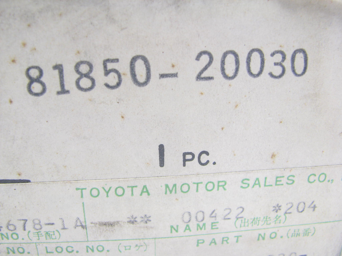 NOS OEM Toyota Electro Sensor Panel Warning Light 81850-20030 For 73-78 Corona