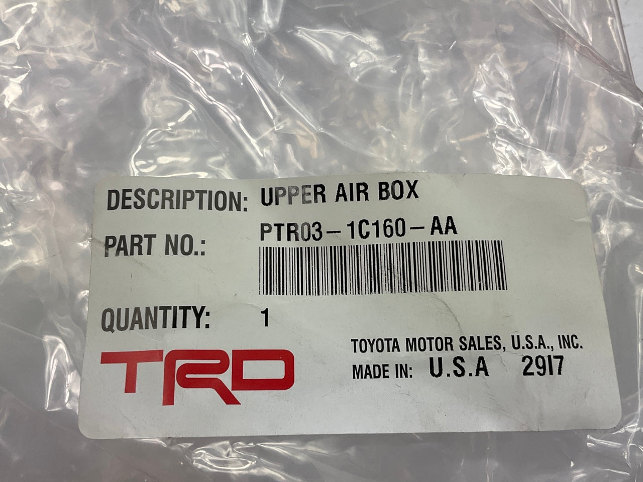 TRD PTR03-1C160-AA Performance Air Intake System TOP Air Box ONLY For 18-21 C-HR