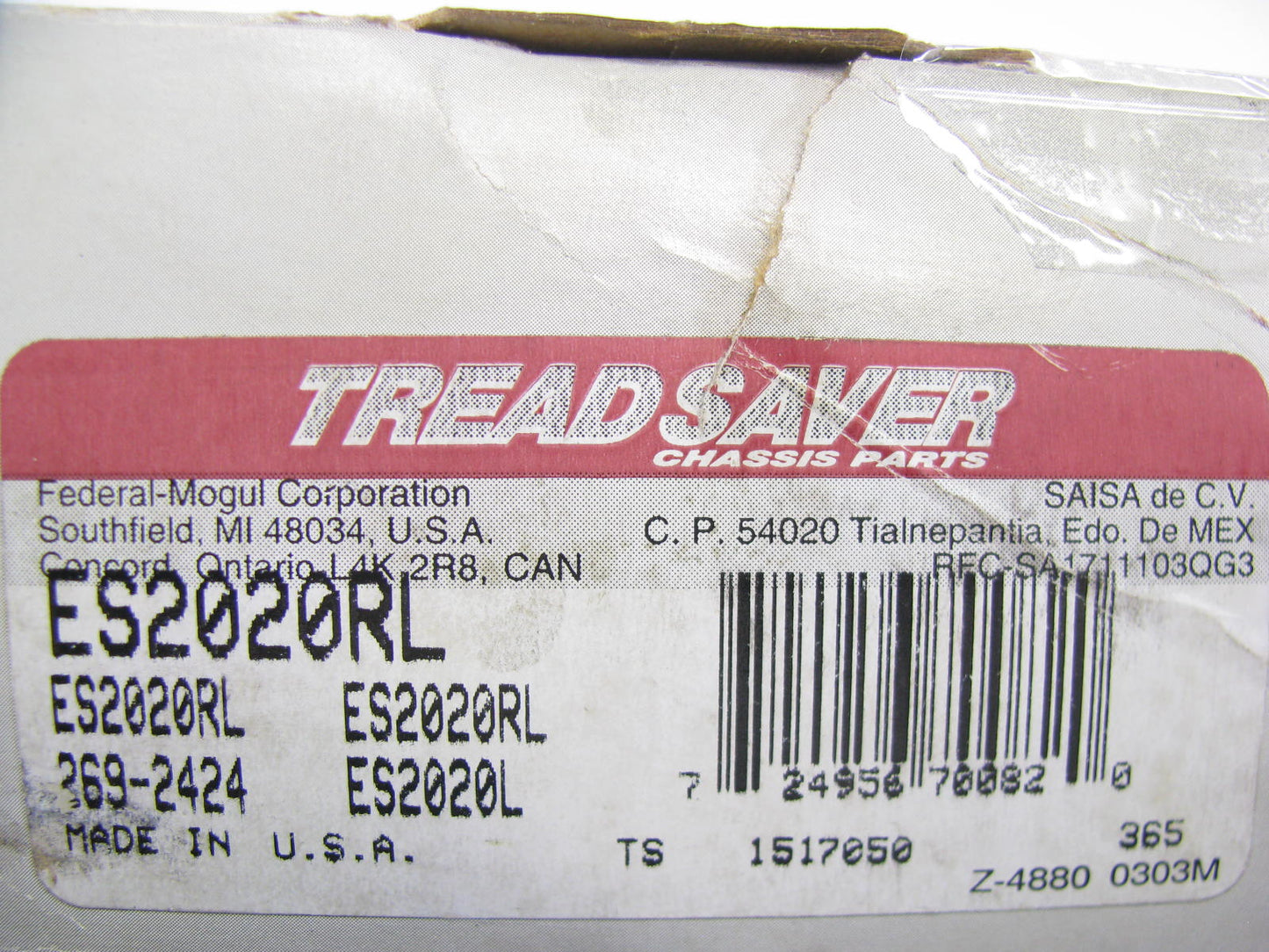 Tread Saver ES2020RL Steering Tie Rod End - Front Inner