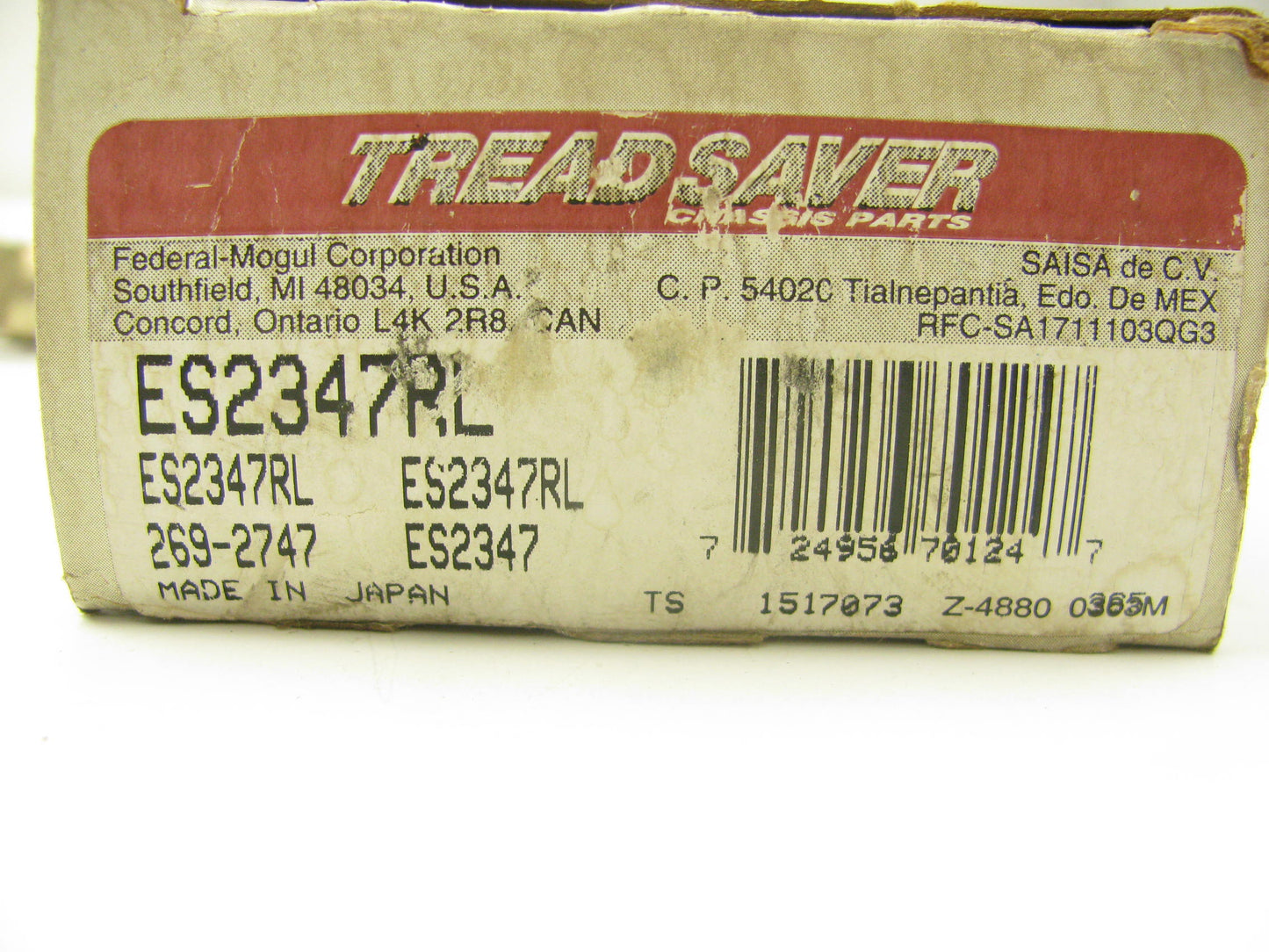 (2) Tread Saver ES2347RL Steering Tie Rod End - Front Outer