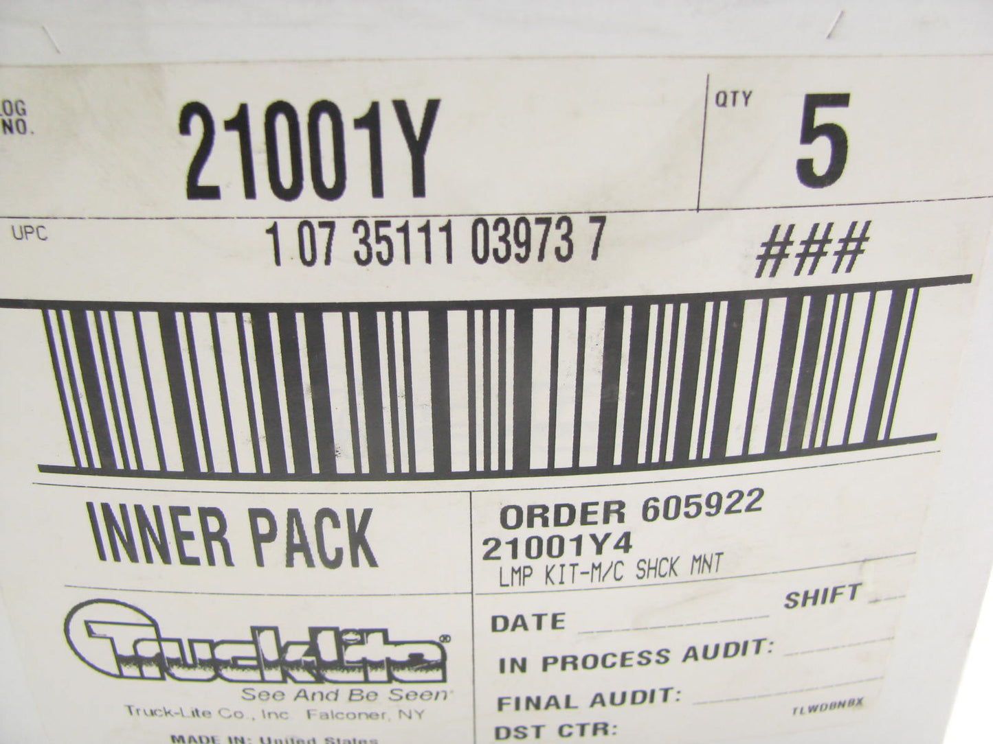 (5) Truck-lite 21001Y Incandescent Yellow Maker Lamps 2 Screw 2'' X 6'' 12V