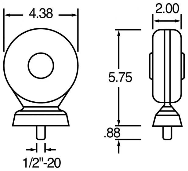 (x2) Truck-lite 3854D Knock Down, Incandescent, Red/Yellow Round, Pedestal Light
