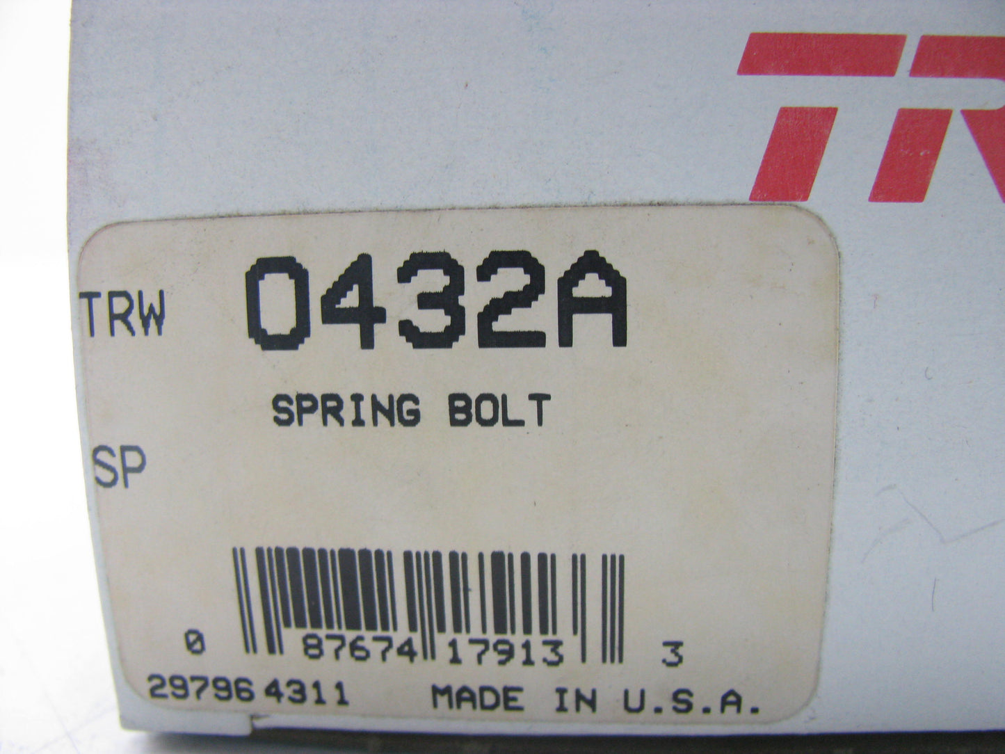 TRW 0432A Front Suspension Leaf Spring Bolt - 2.91'' Long