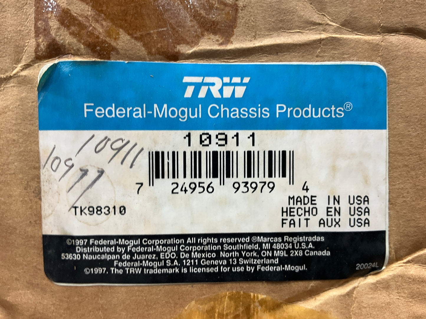 TRW 10911 Suspension Control Arm And Ball Joint - Front Right Upper