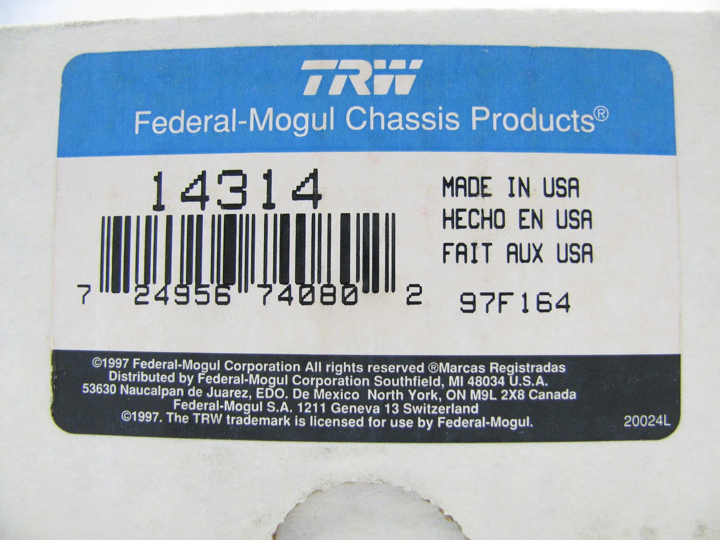 TRW 14314 FRONT Upper Suspension Strut Mount - 1993-95 Mazda 626
