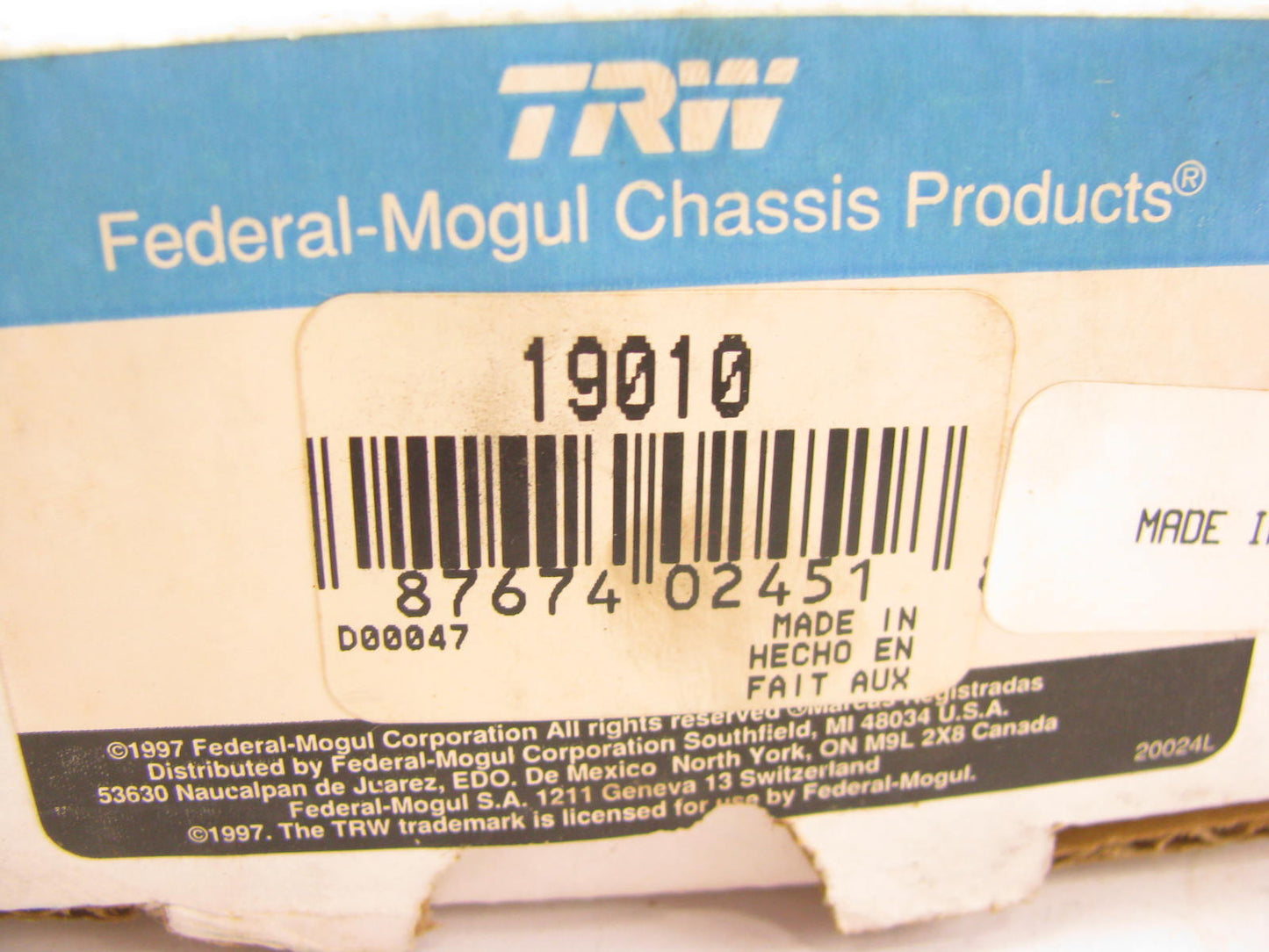 TRW 19010 OEM 555 Steering Idler Arm - 1972-1976 Toyota Corona Mark II