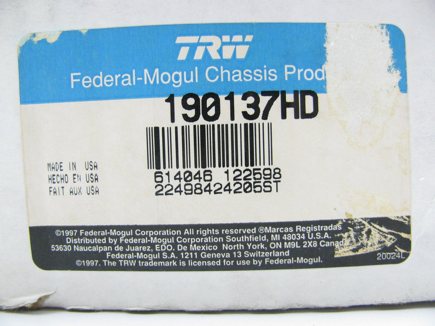 TRW 190137HD Front Steering Idler Arm