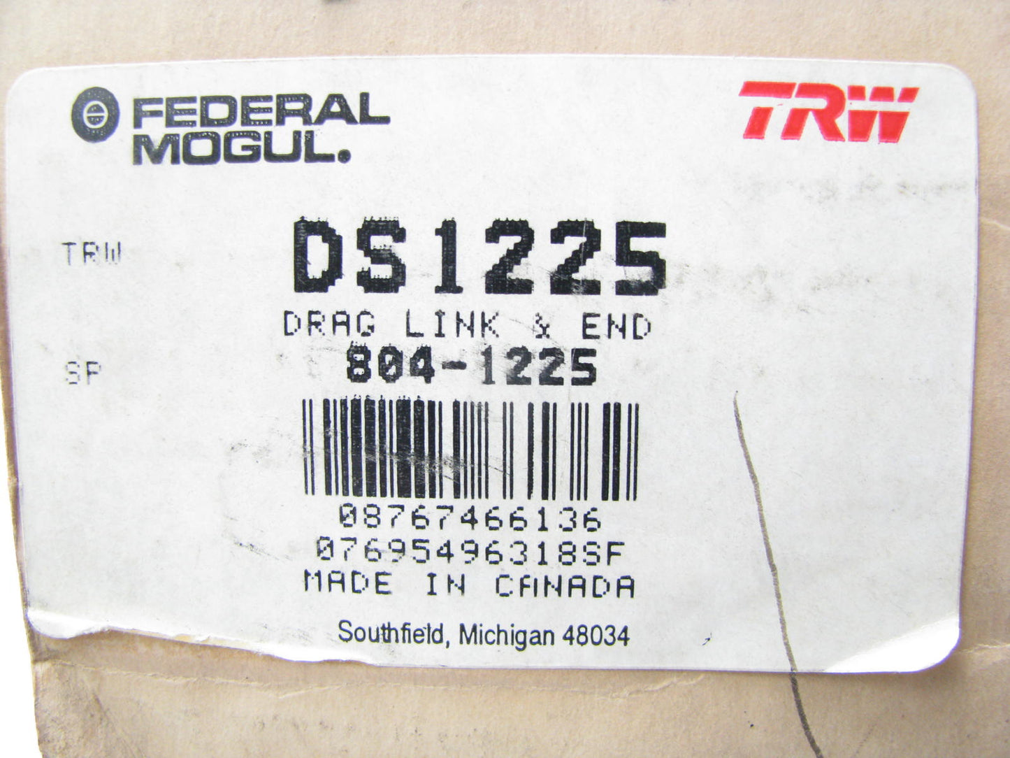 1991-1994 Ford Explorer RWD ONLY Front Right Inner Tie Rod End Link TRW DS1225