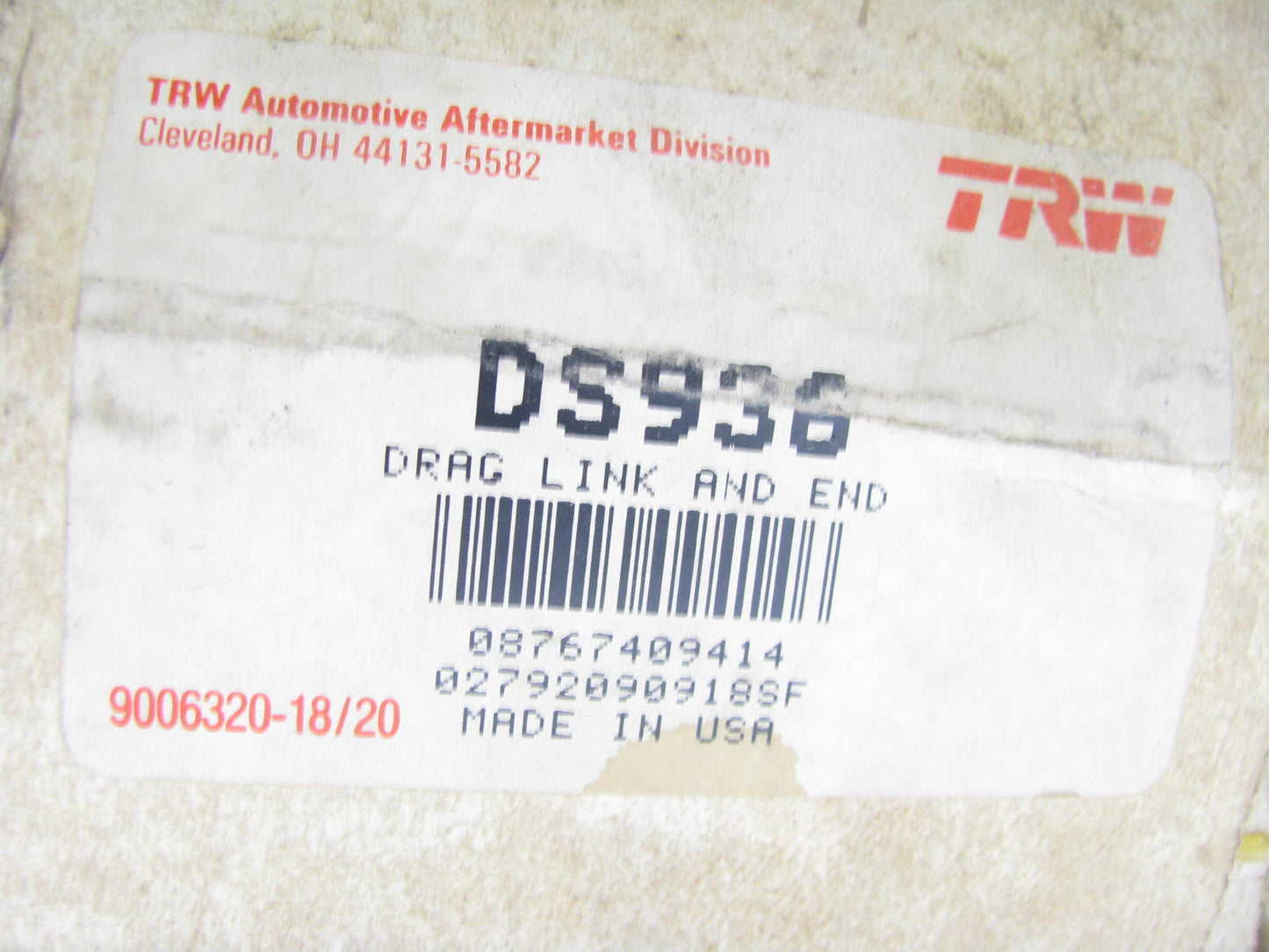 TRW DS936 Drag Link For Various 73-78 Chevrolet, GMC HD Trucks 18'' C To C