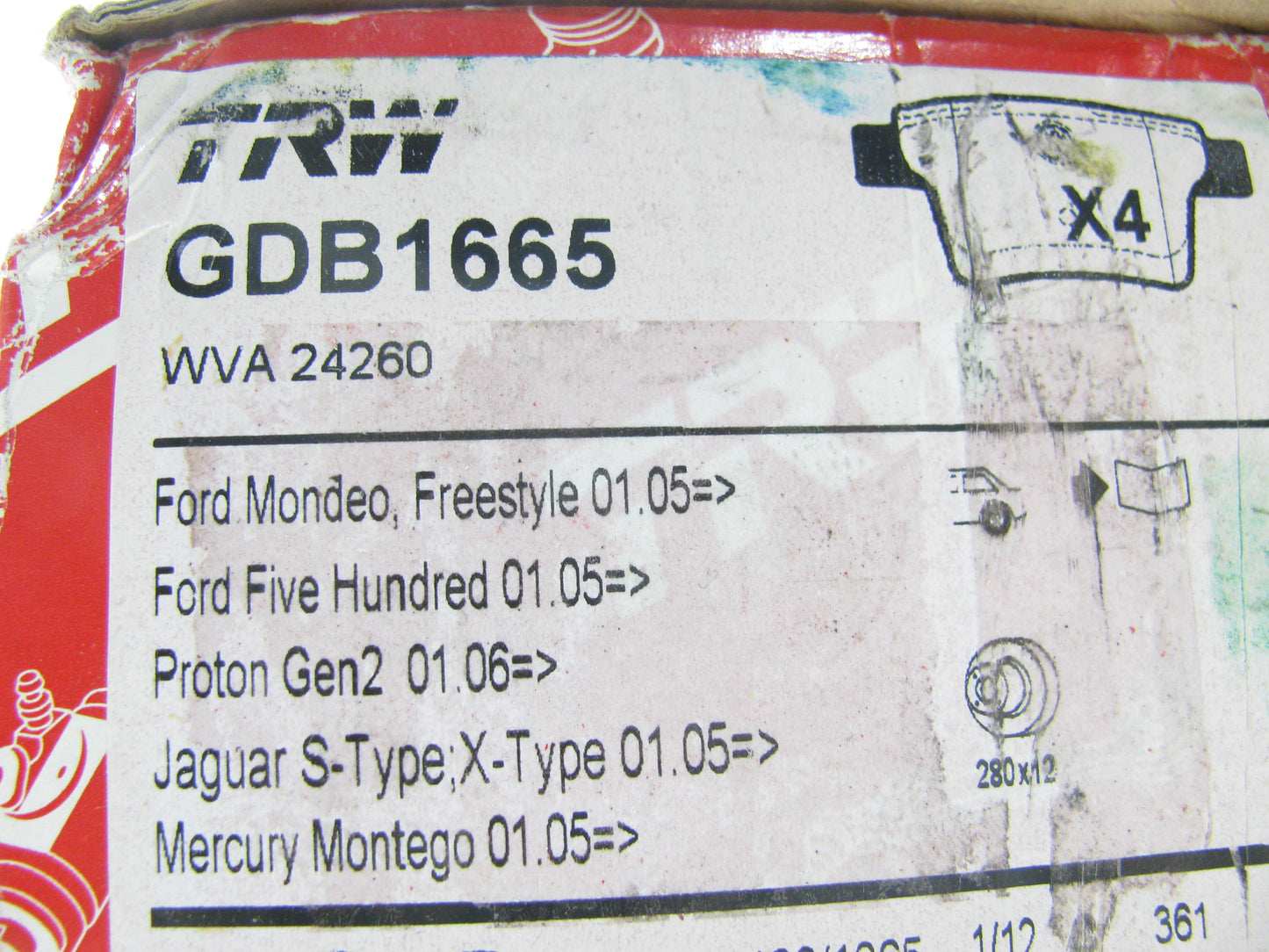 TRW GDB1665 Premium Disc Brake Pad Set Rear