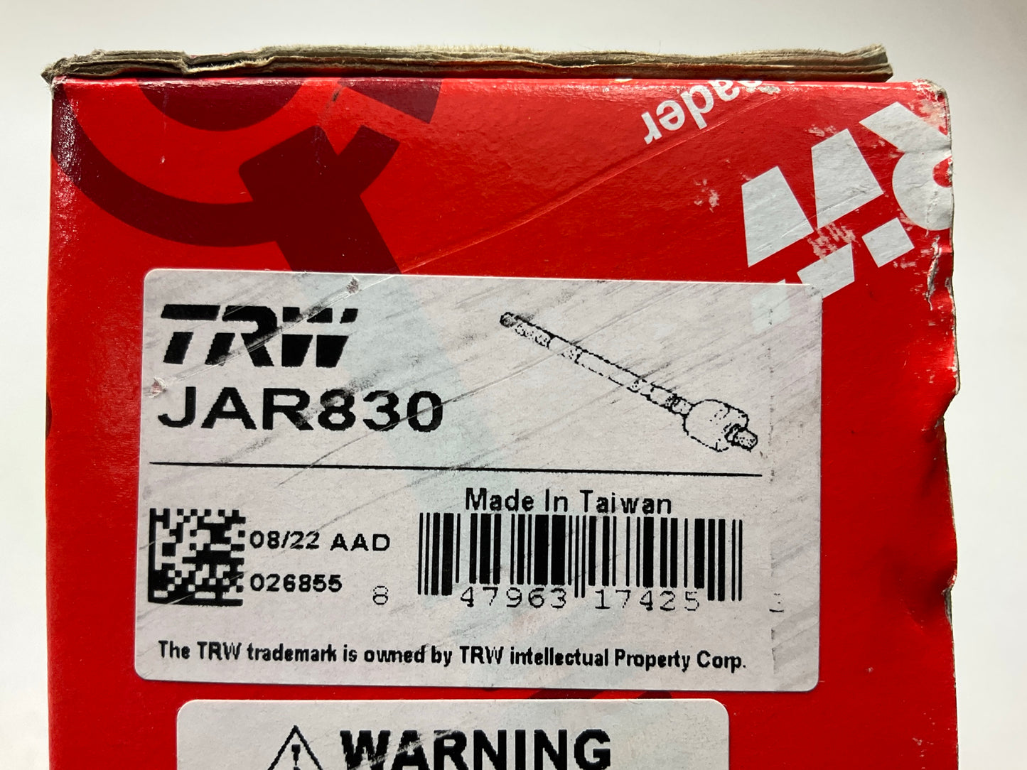 MISSING NUT - TRW JAR830 Front Inner Steering Tie Rod End