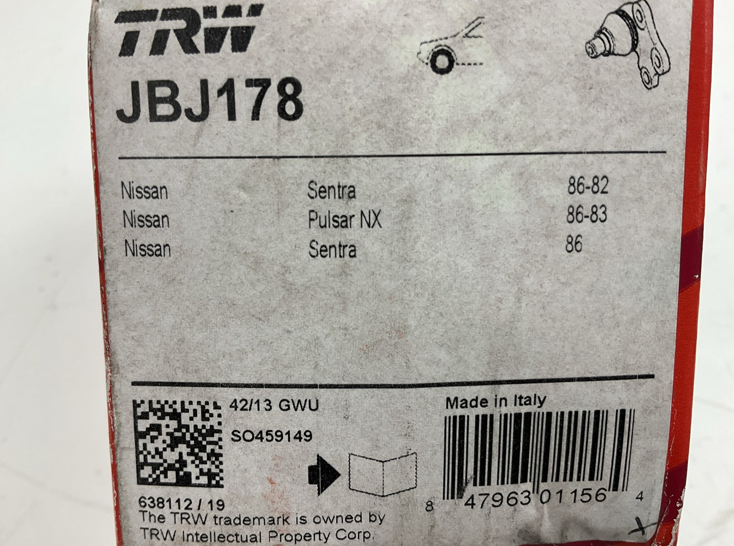 TRW JBJ178 Front Suspension Ball Joint For 1983-1986 Nissan Pulsar NX, Sentra