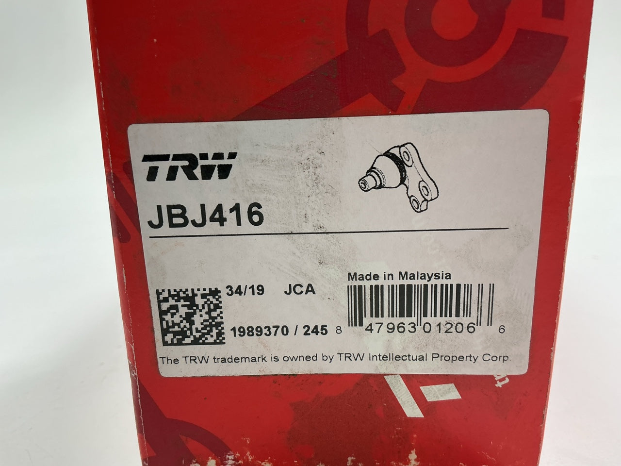 (2) TRW JBJ416 Front Lower Ball Joint For 1988-1995 Isuzu Pickup RWD