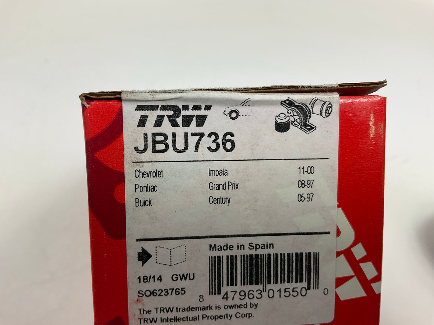 TRW JBU736 Suspension Control Arm Bushing, Front Rearward