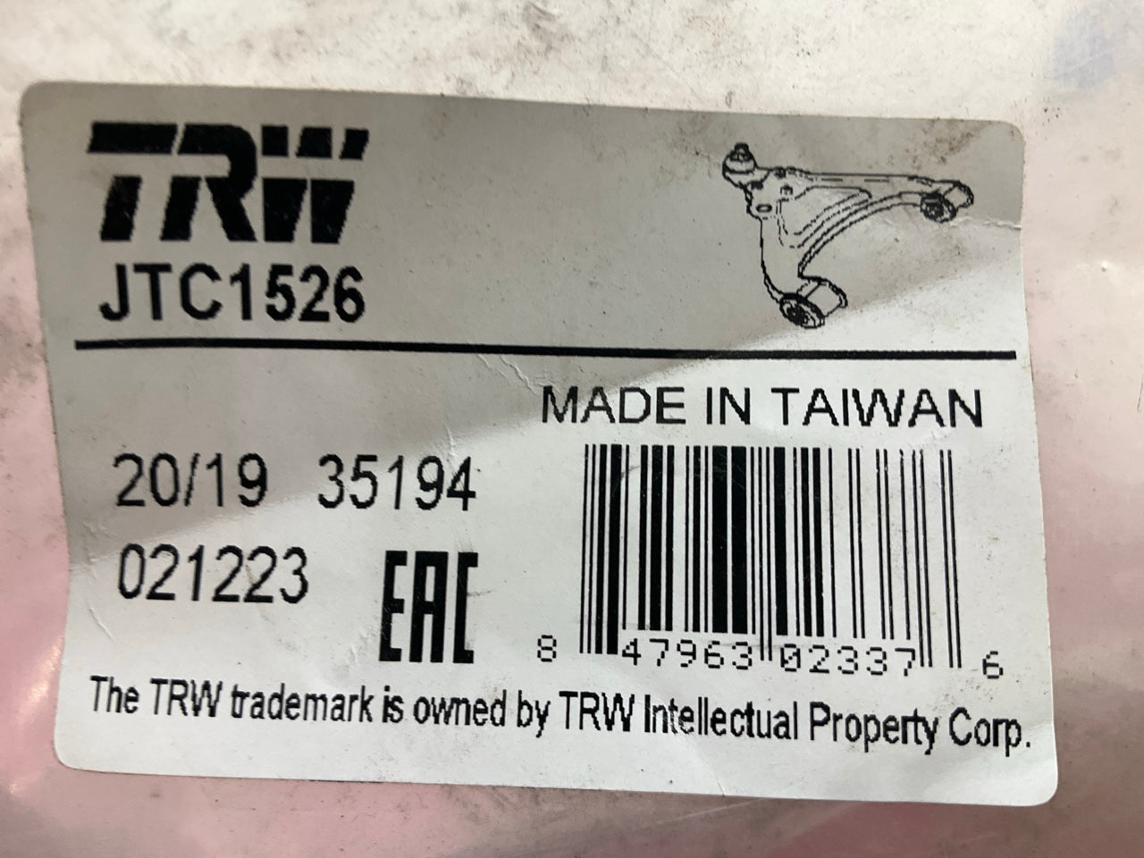 TRW JTC1526 Suspension Control Arm & Ball Joint Assembly, Front Left Lower