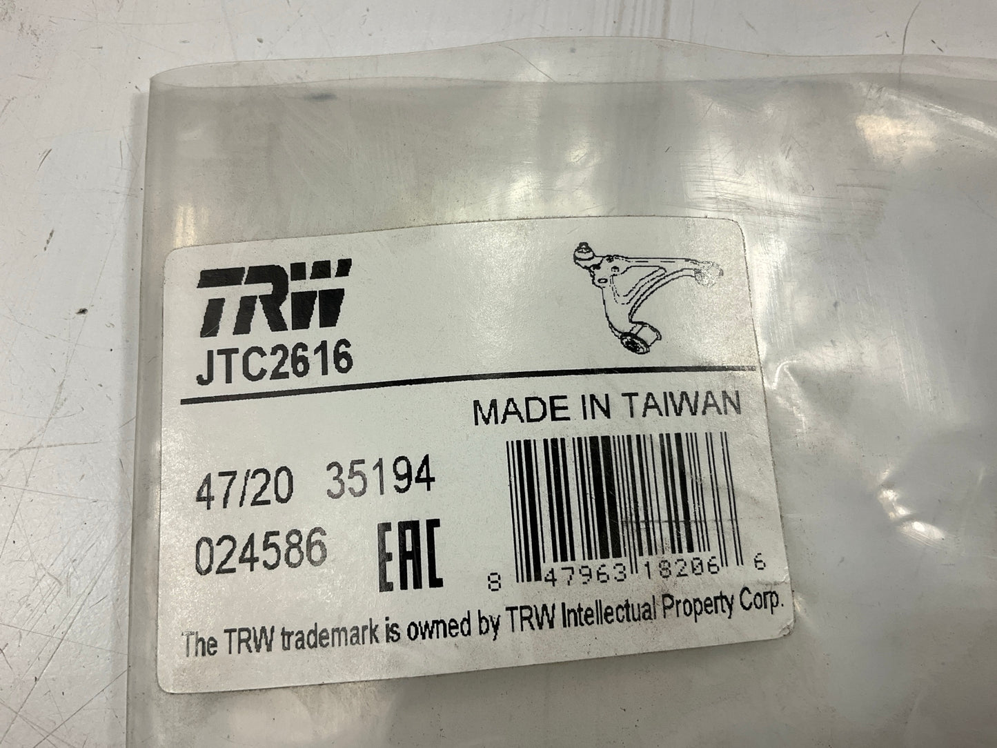 TRW JTC2616 Suspension Control Arm And Ball Joint Assembly, Front Right Lower