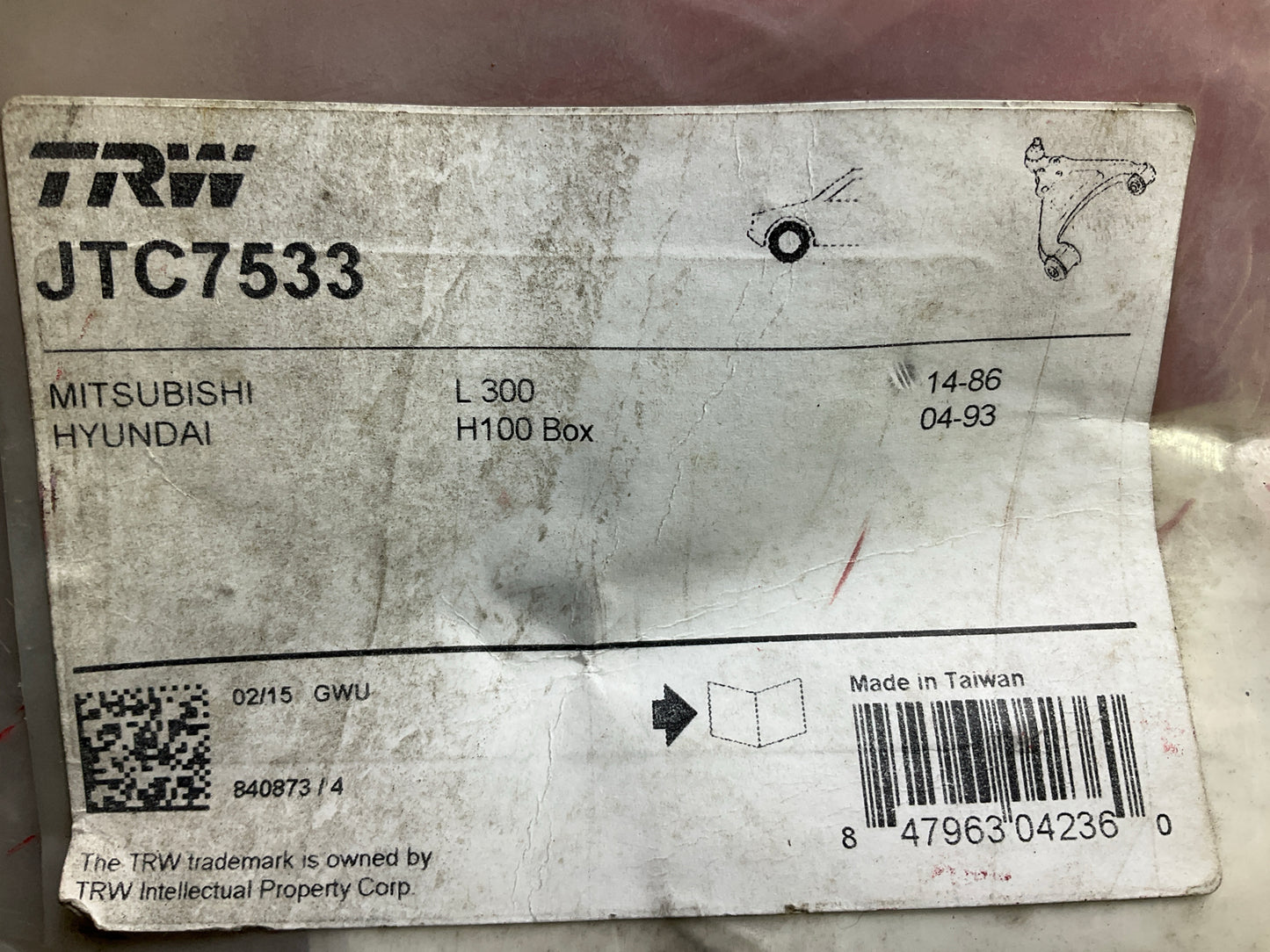 TRW JTC7533 Front Left Lower Control Arm For 1987-1990 Mitsubishi Van