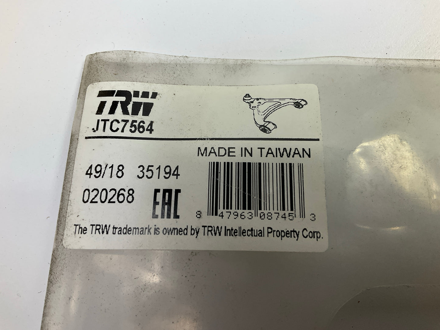 (2) TRW JTC7564 Suspension Control Arm And Ball Joint, Front Lower Forward