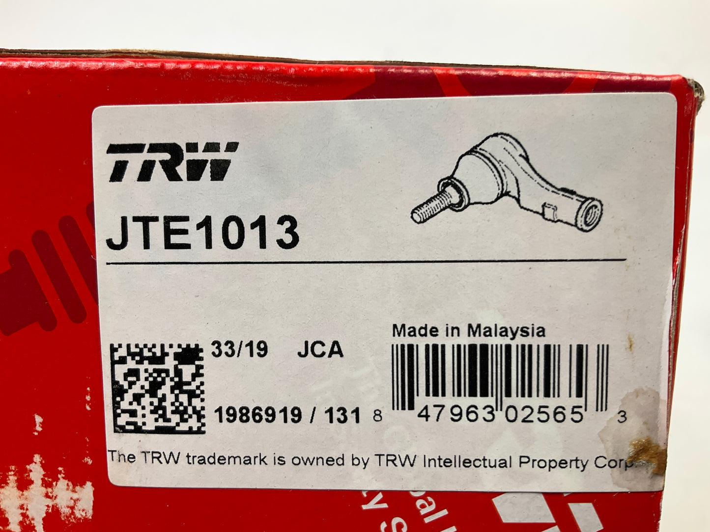 TRW JTE1013 Front Right Outer Steering Tie Rod End