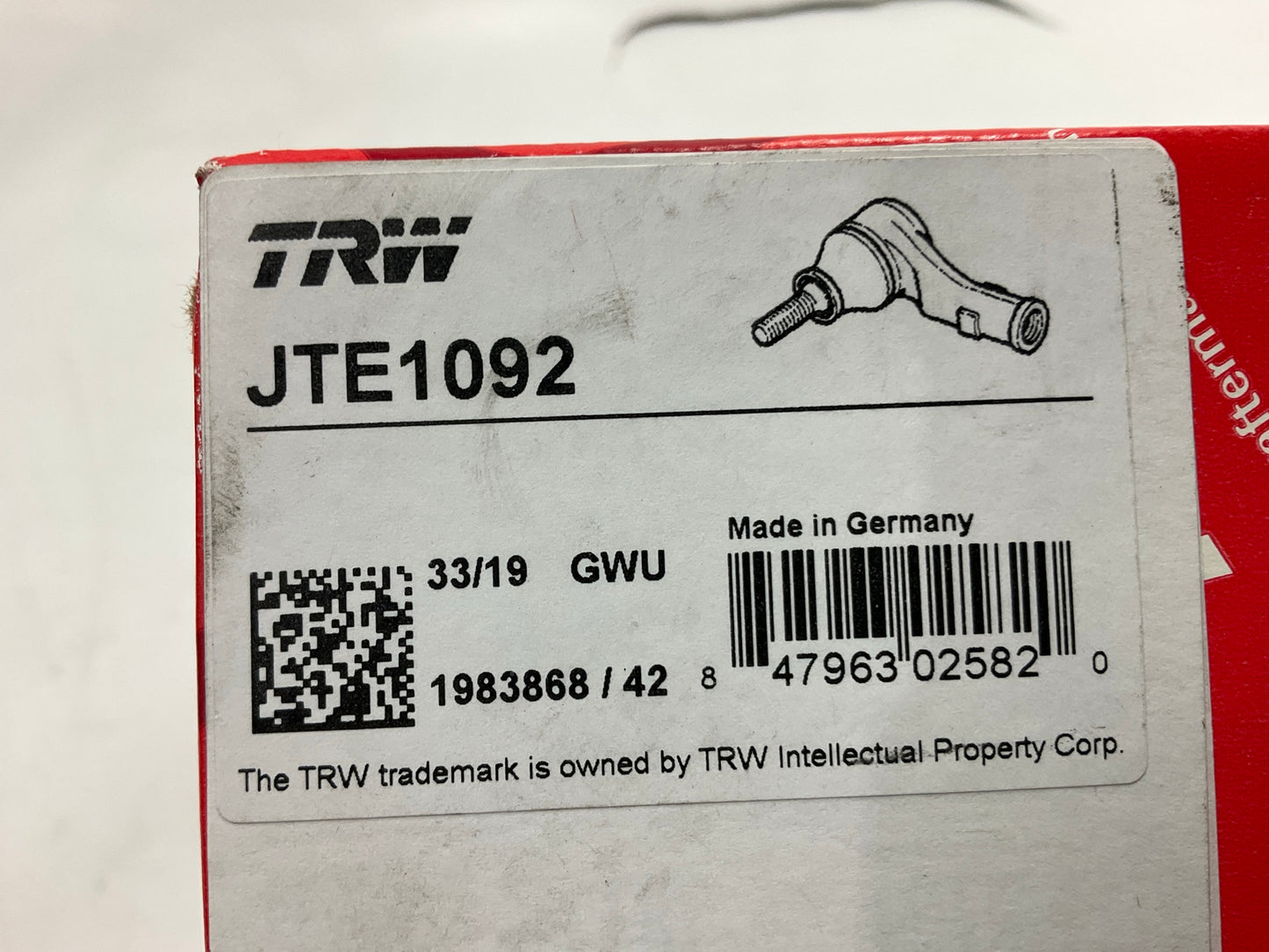 TRW JTE1092 Front Right Outer Steering Tie Rod End For 2002-2008 Mini Cooper