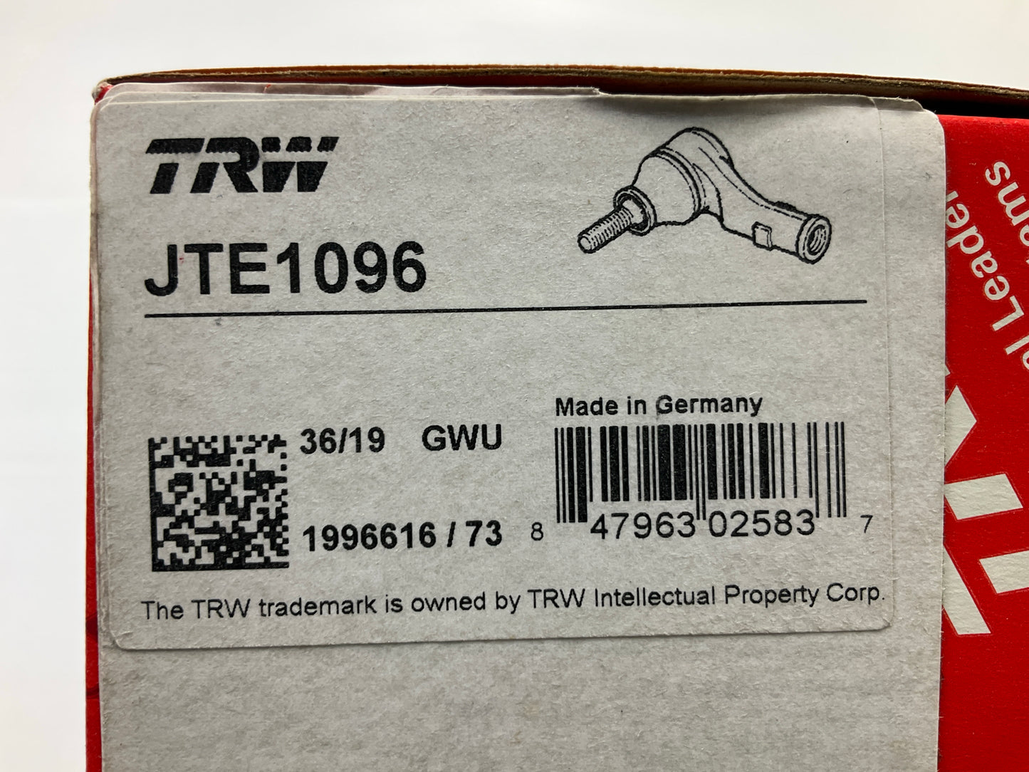 TRW JTE1096 Front Left Outer Steering Tie Rod End