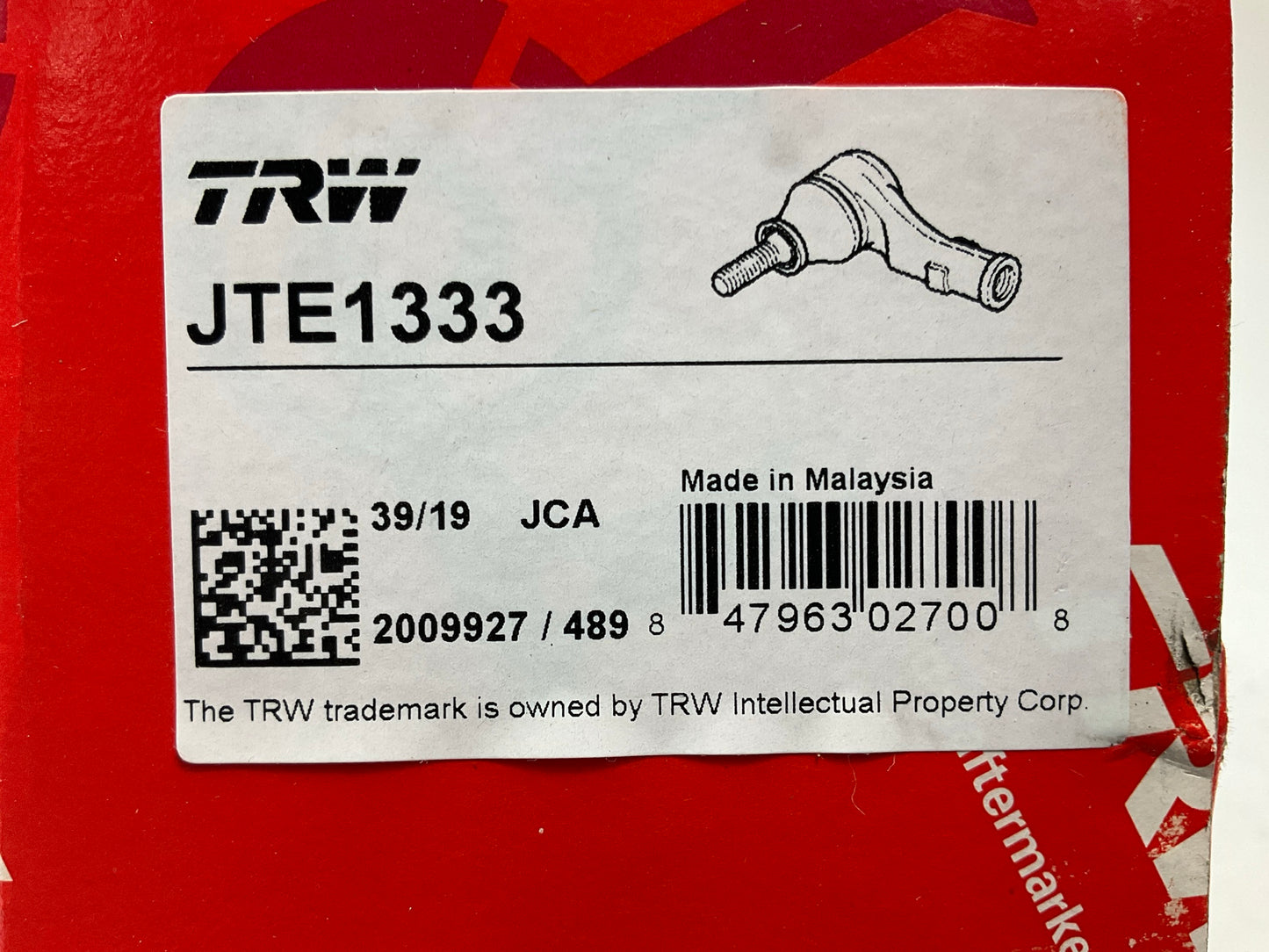 TRW JTE1333 Front Left Outer Steering Tie Rod End
