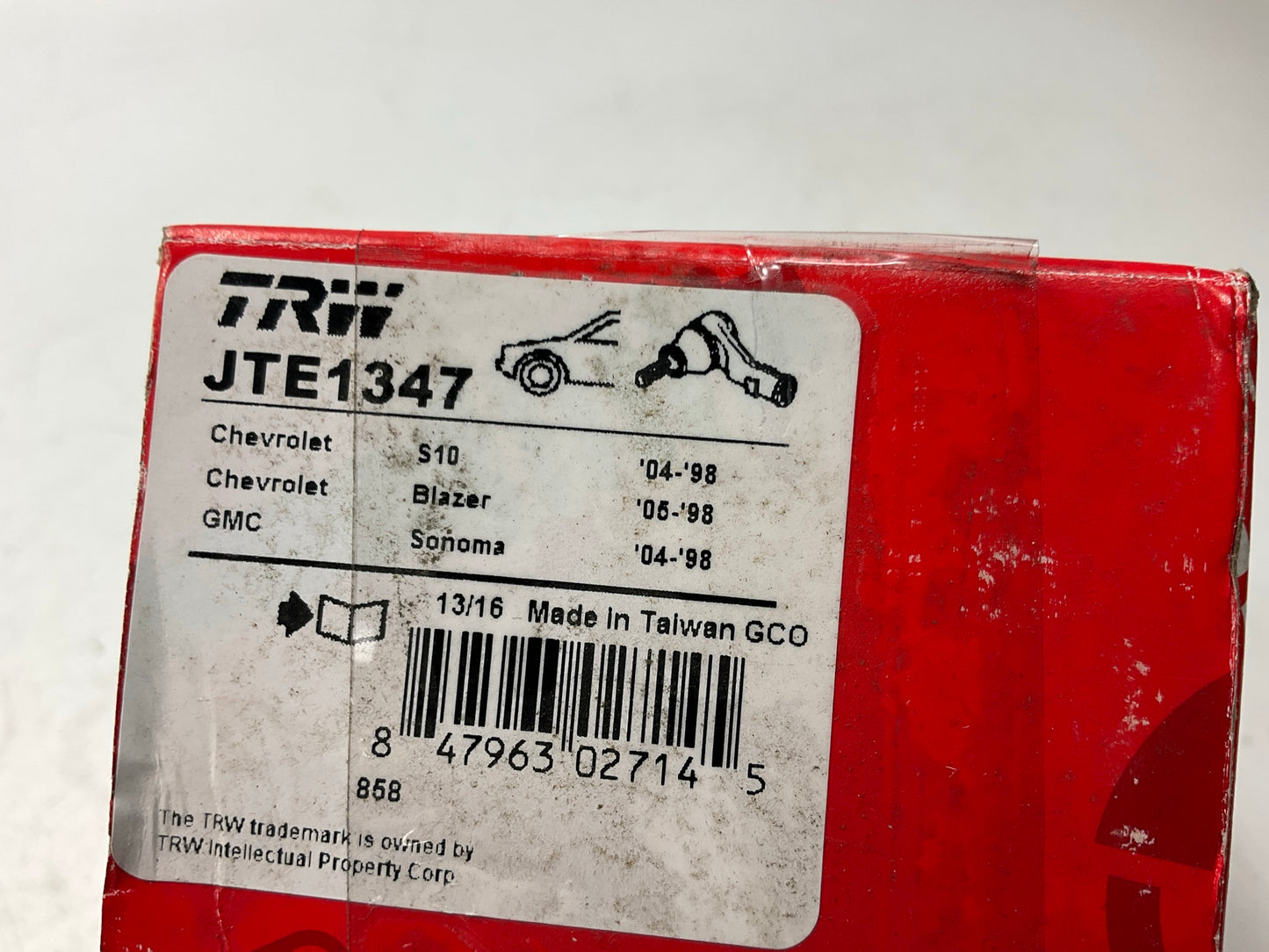 TRW JTE1347 Front Outer Steering Tie Rod End For 2000-2003 Chevrolet S10 4WD