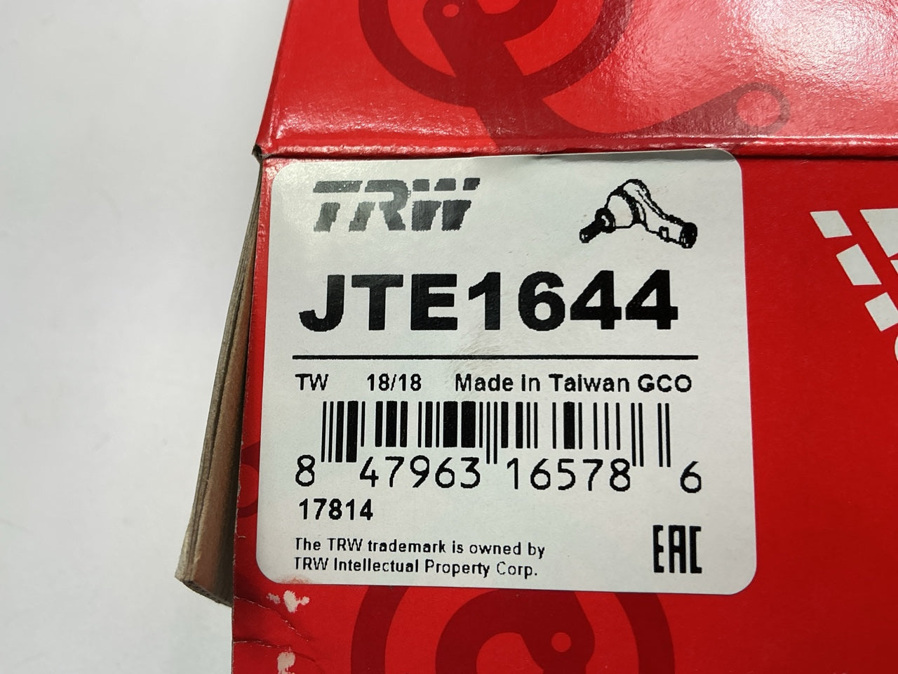 TRW JTE1644 Front Left Steering Tie Rod End For 2011-2012 Ram 4500, 5500