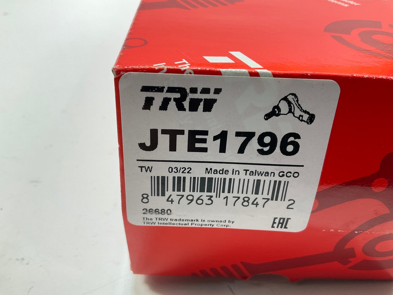 TRW JTE1796 Front Right Outer Steering Tie Rod End 2008-22 Ford F-350 Super Duty