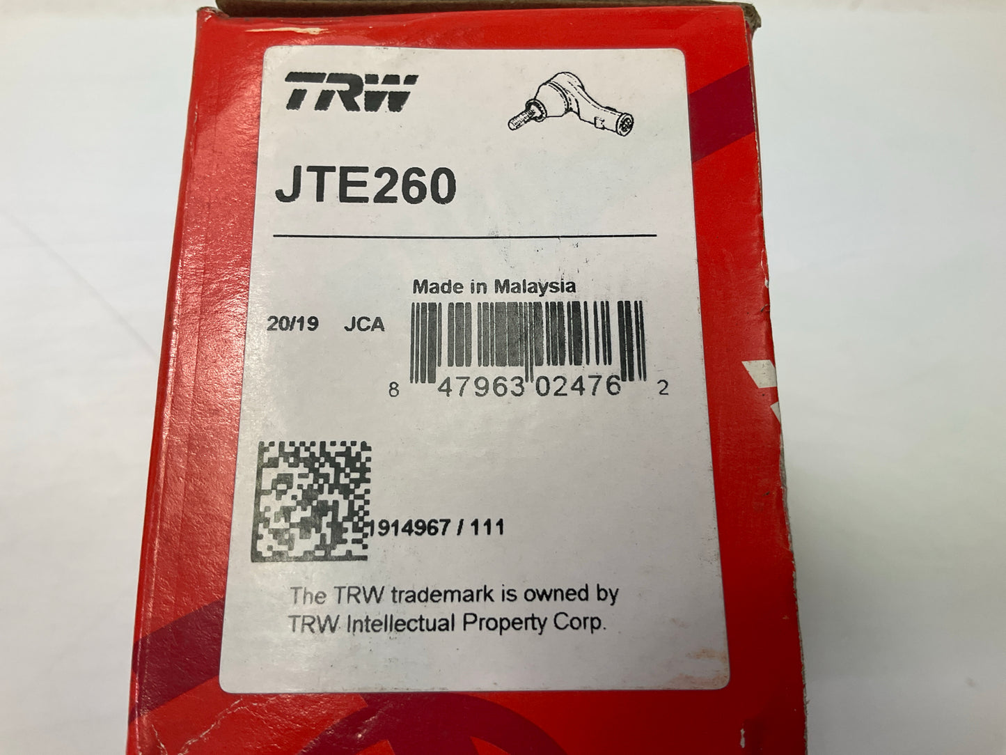 (2) TRW JTE260 Front Outer Steering Tie Rod Ends - 2002-2007 Mitsubishi Lancer