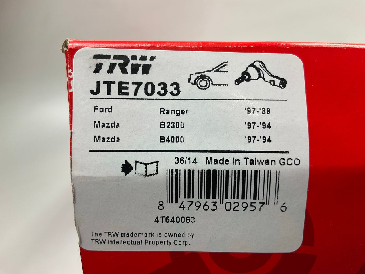 TRW JTE7033 Front Left Inner Steering Tie Rod End