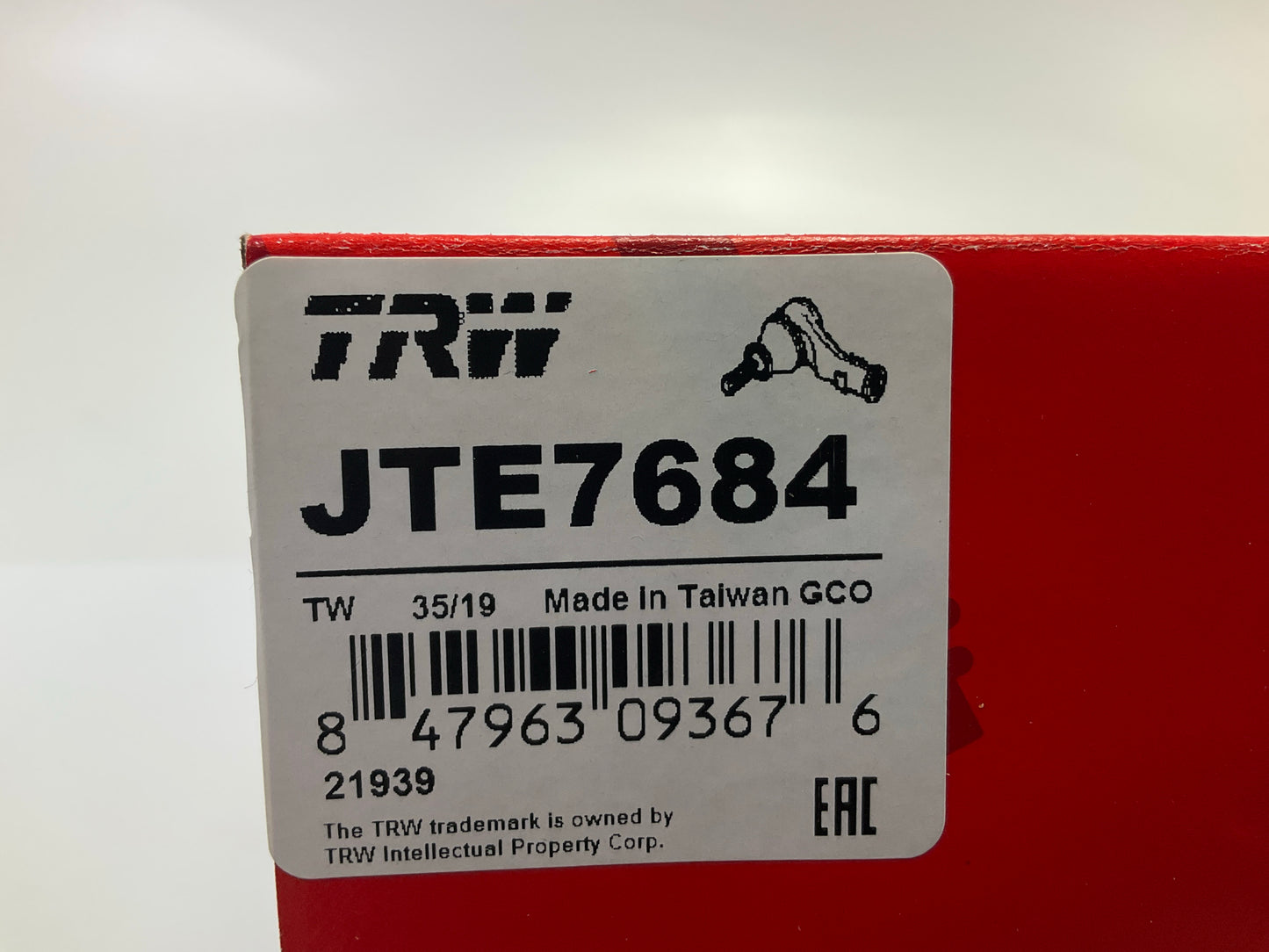 TRW JTE7684 Right Outer Steering Tie Rod End For 2009-2010 Sonata, 08-11 Azera
