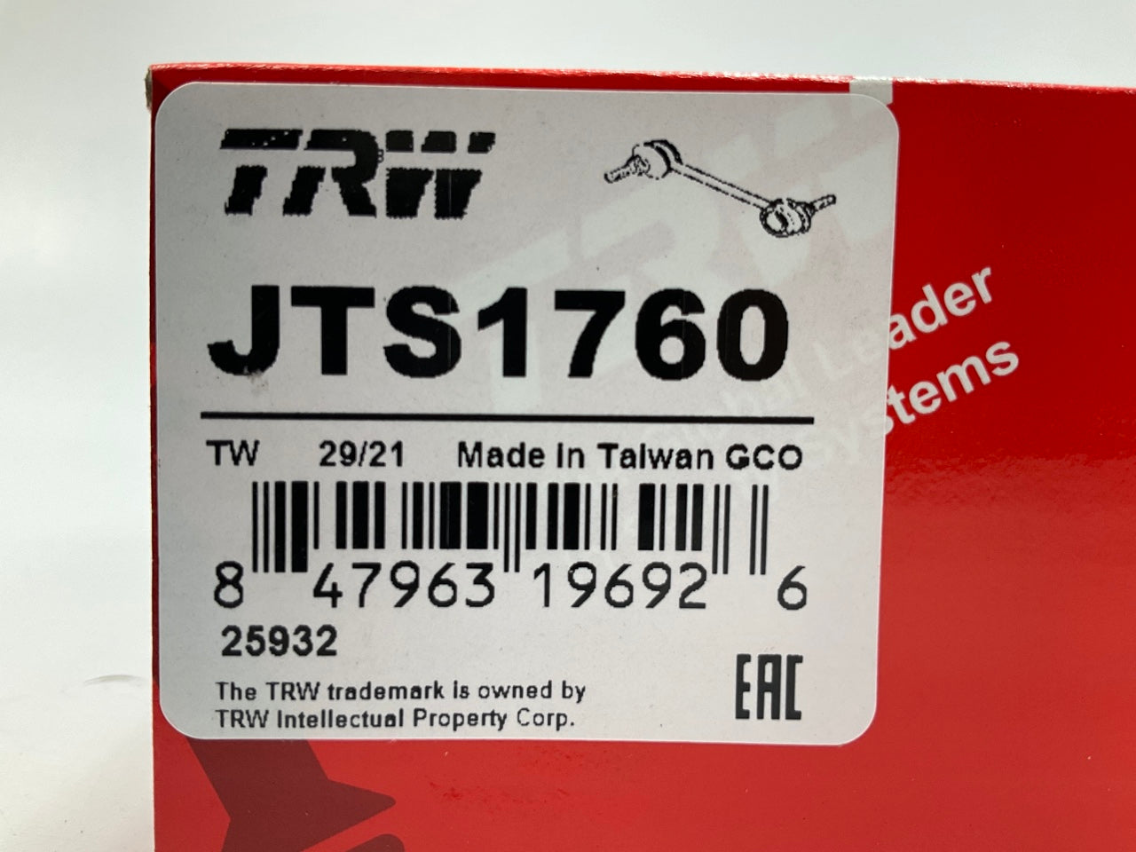 TRW JTS1760 Rear Right Stabilizer Sway Bar Link Kit For 2015-2017 Chrysler 200