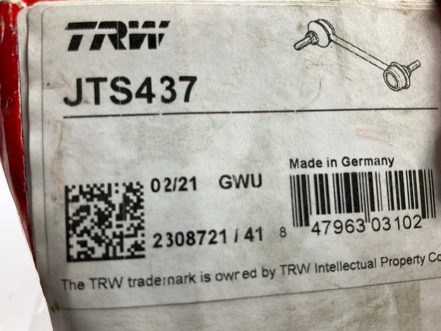 TRW JTS437 Front Left Suspension Stabilizer Sway Bar Link Kit