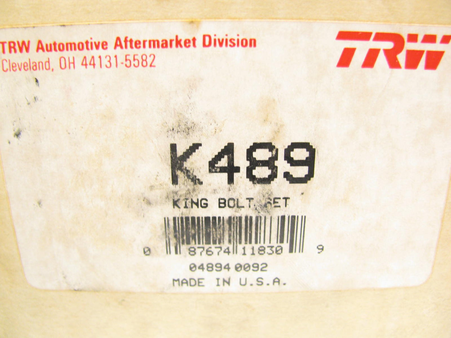 TRW K489 King Bolt Set For Freightliner Kenworth Peterbilt Trucks