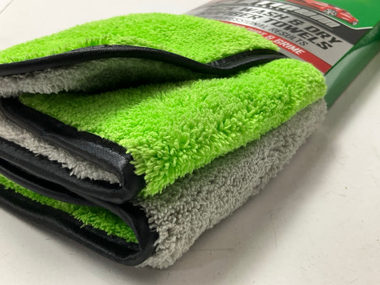 3 PACKS Turtle Wax 15''x15'' Platinum Wash & Dry Microfiber Towels Gray/Green 2/PK