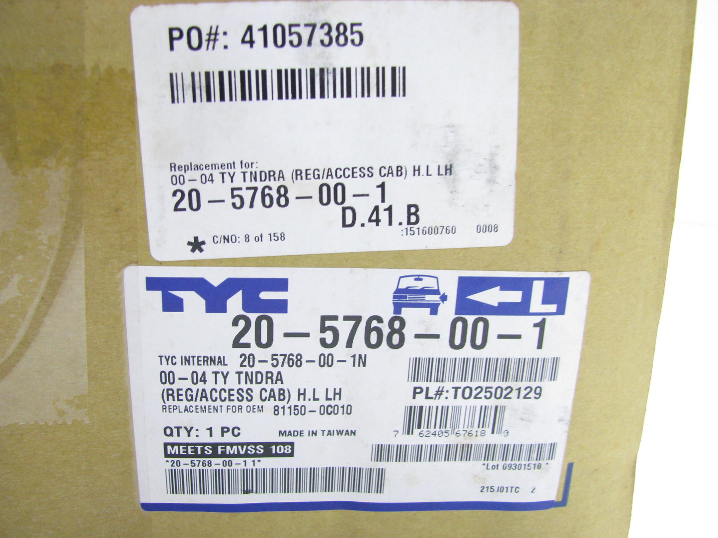 TYC 20-5768-00-1 Left Headlight Headlamp Assembly For 2000-2004 Toyota Tundra