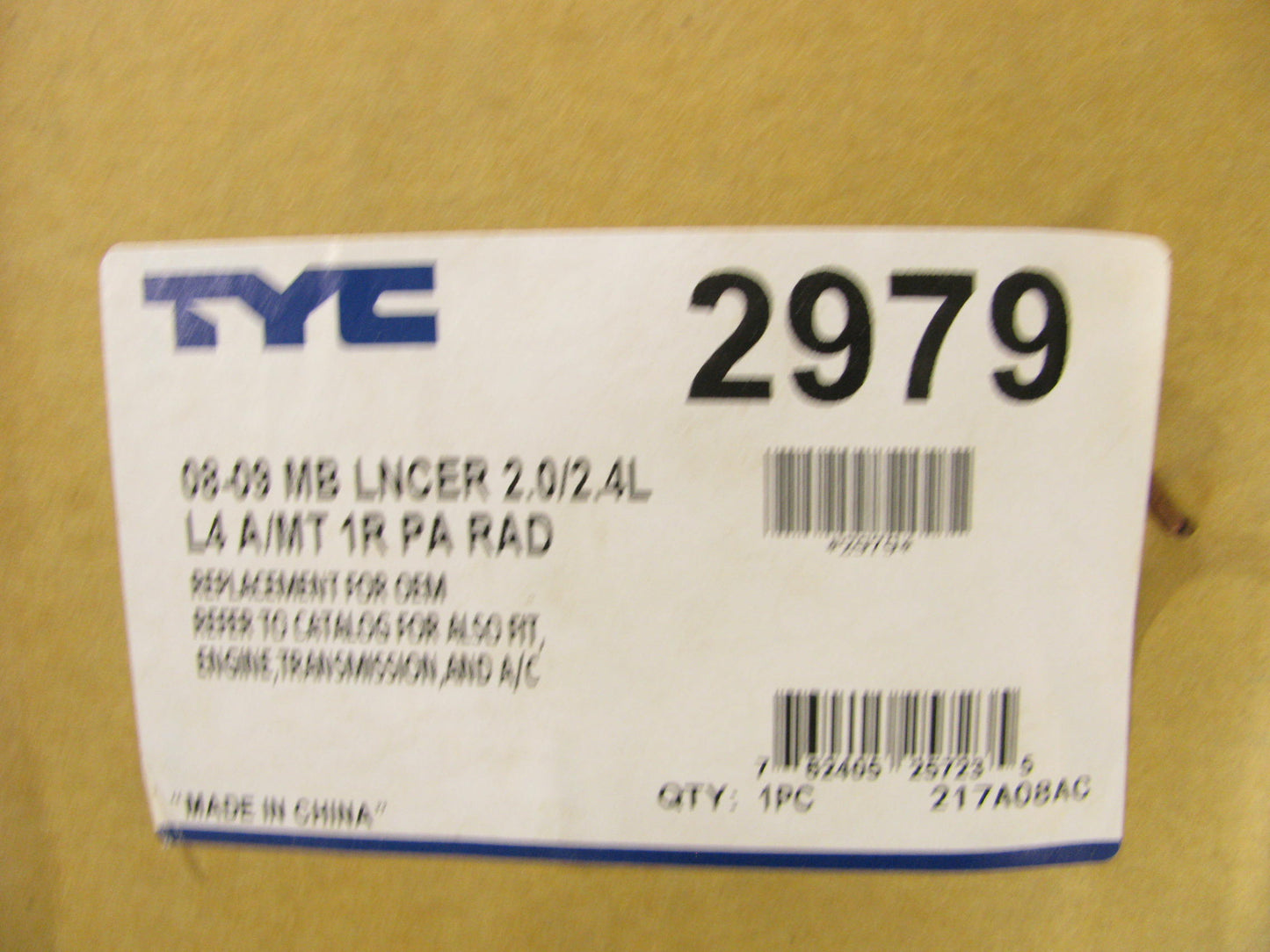 TYC 2979 Radiator For 2008-2013 Mitsubishi Lancer, 2008-2013 Outlander