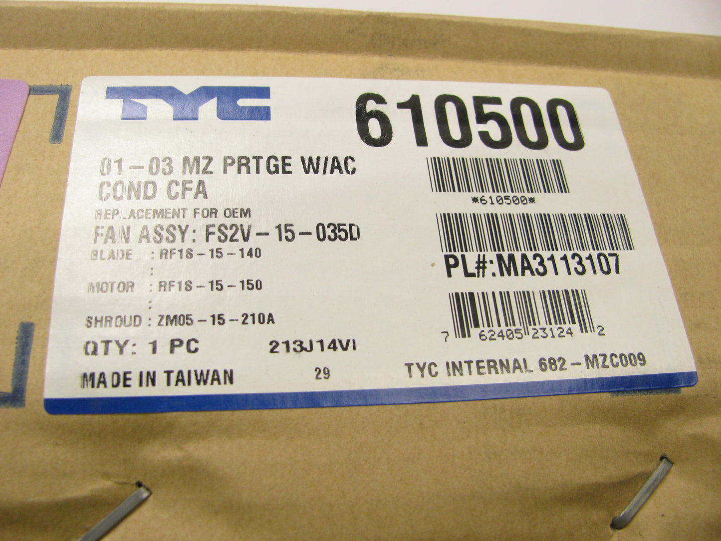 TYC 610500 Engine Cooling Fan Assembly For 2001-2003 Mazda Protege